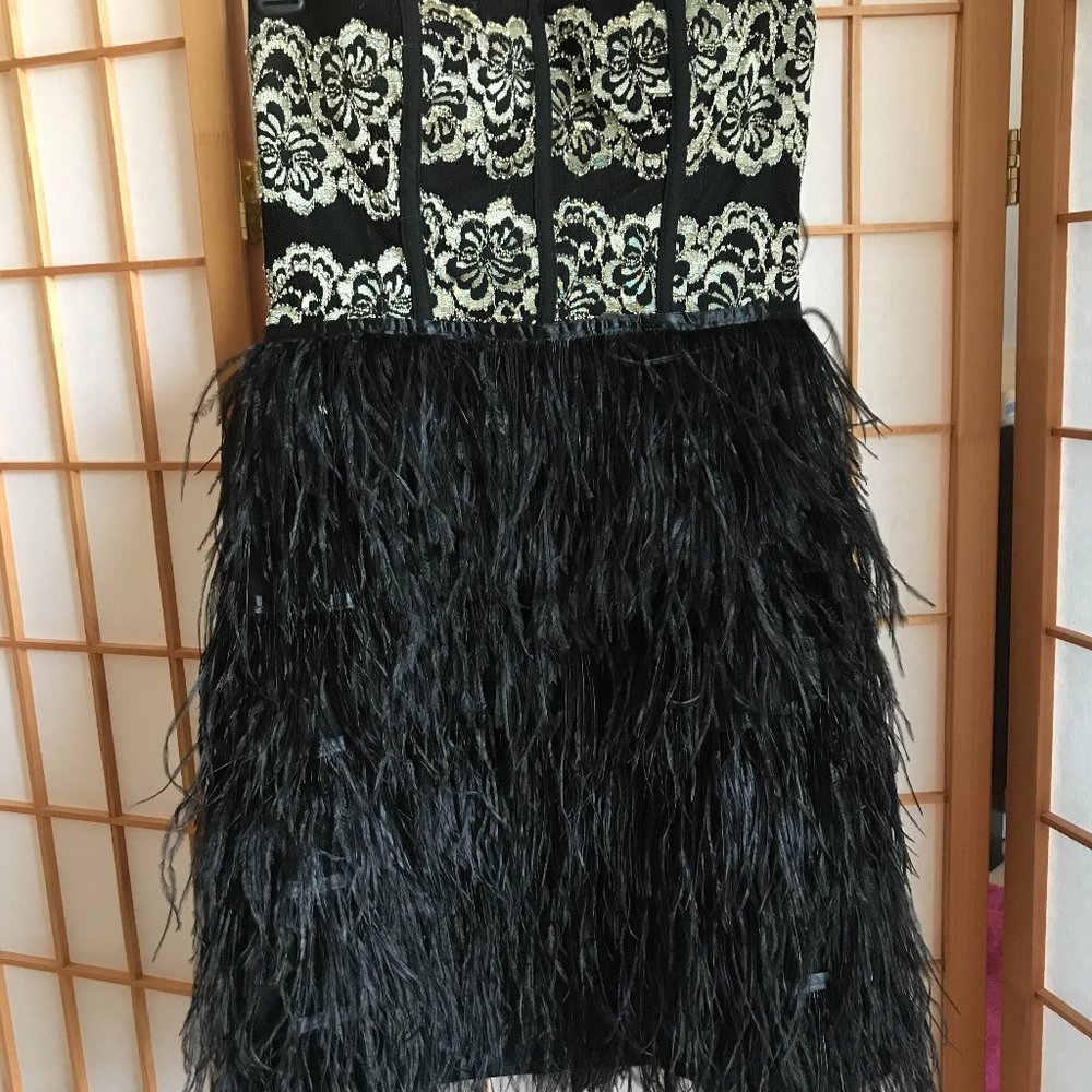 Strapless black mini dress